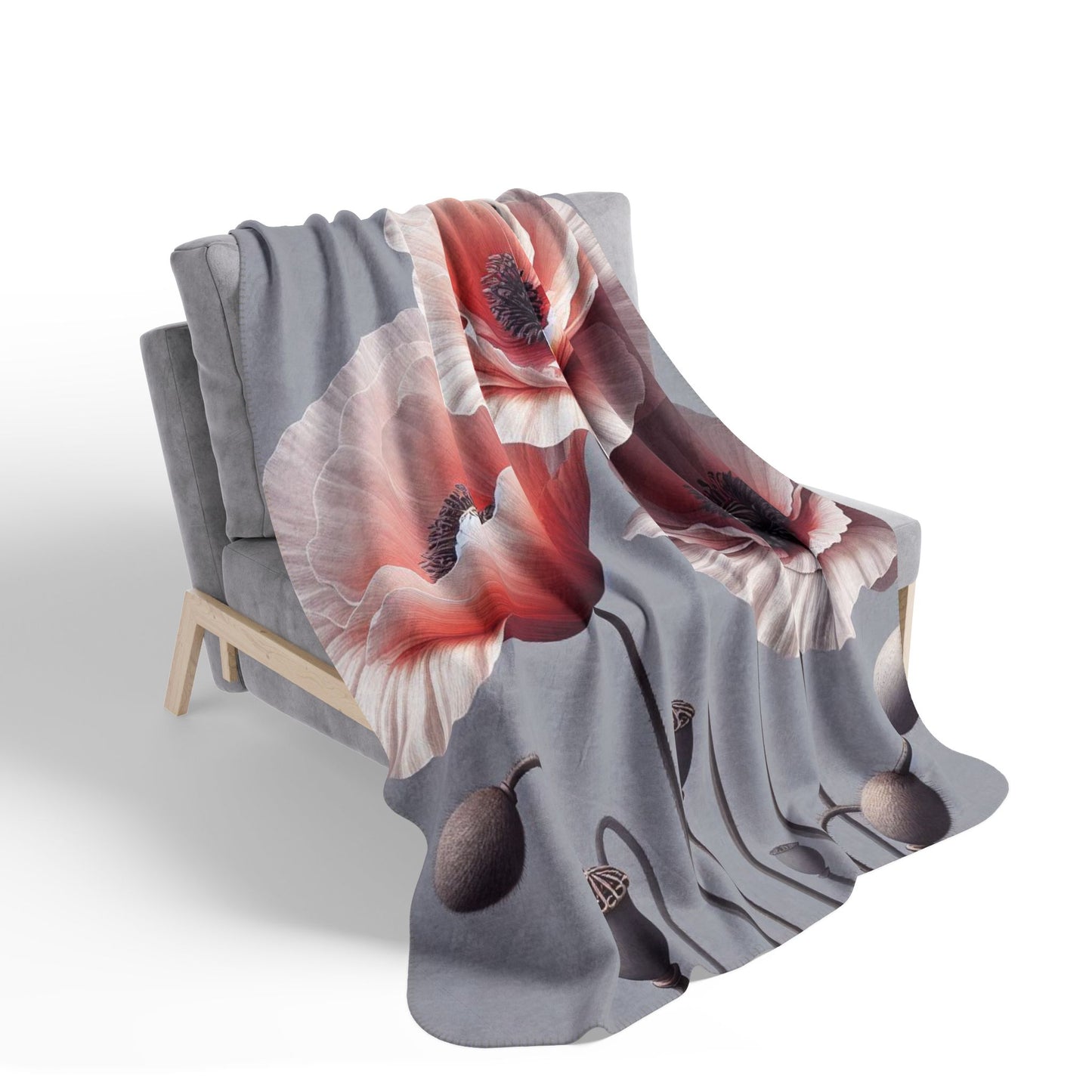Poppy Flowers Sherpa Blanket