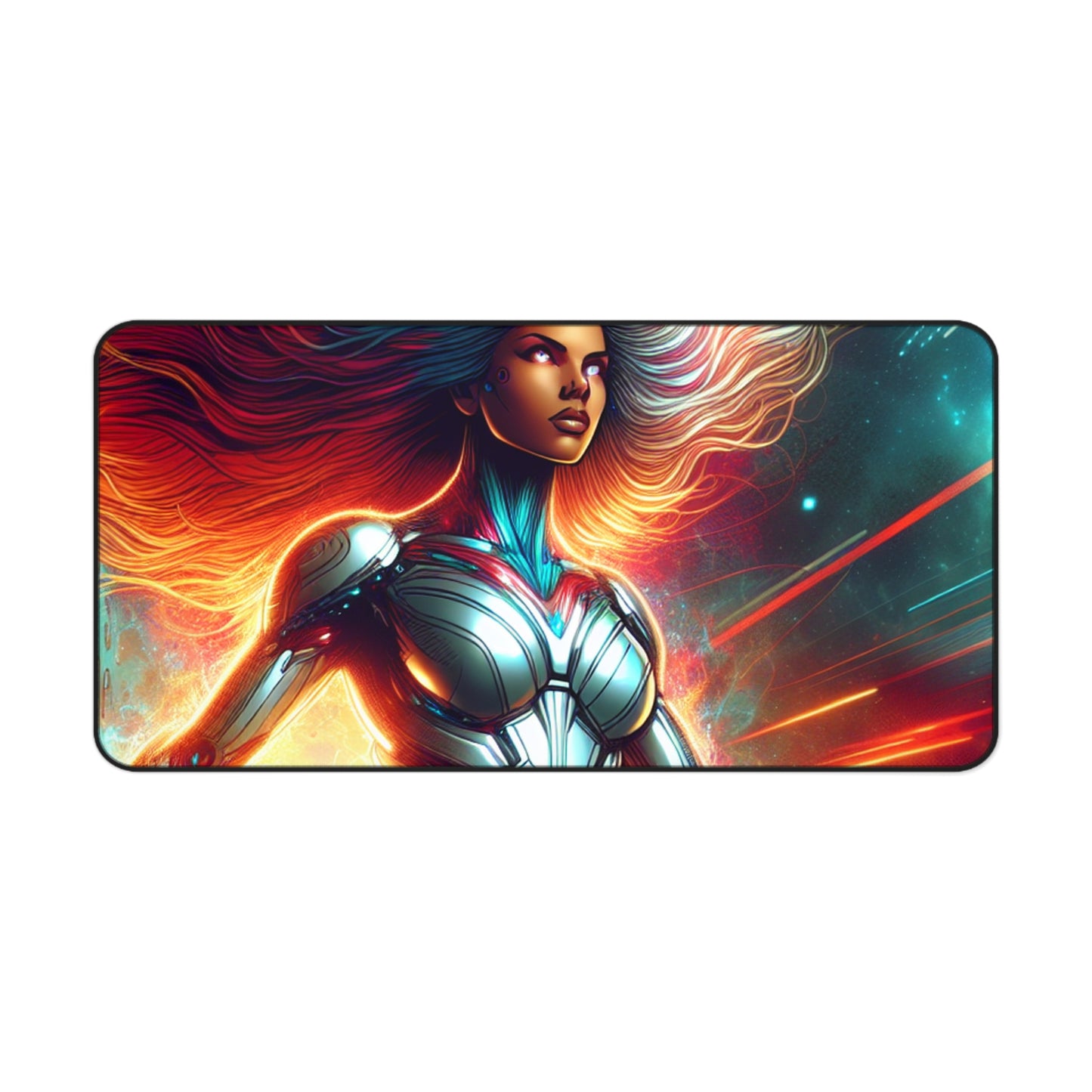 Desk Mat - Futuristic Superhero Digital Painting