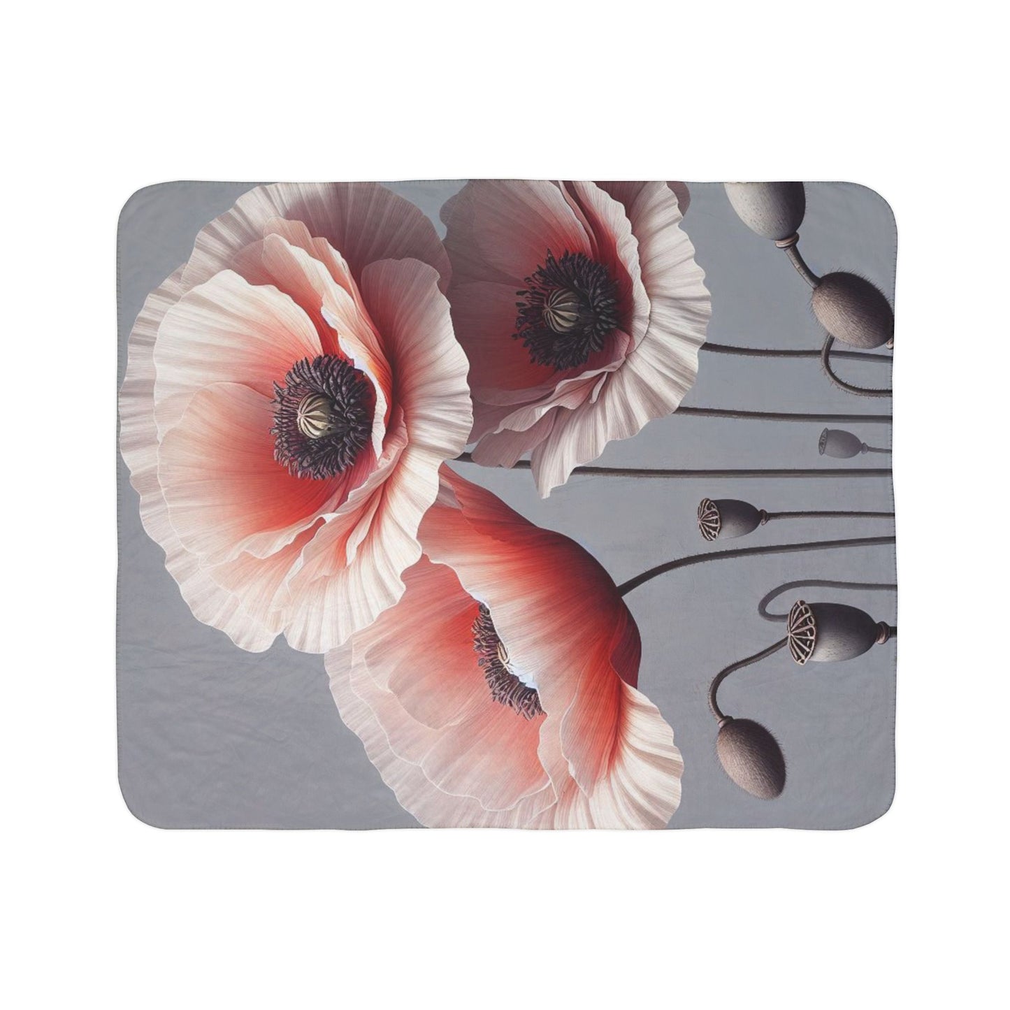Poppy Flowers Sherpa Blanket