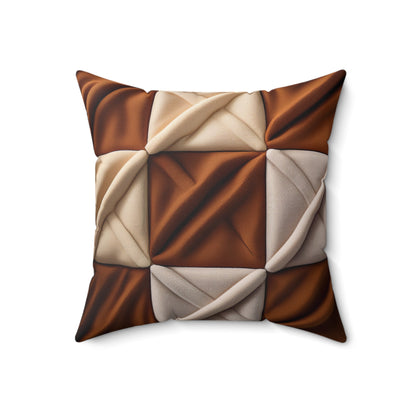 Brown Checkered Decorative Pillow
