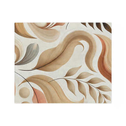 Velvety Microfiber Blanket - Soft Beige Floral Design