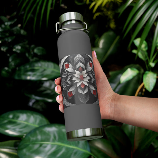 Stylish Floral Insulated Water Bottle - 22oz Copper Vacuum Flask